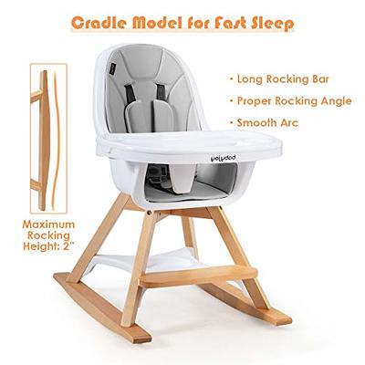 VEVOR Wooden High Chair for Babies & Toddlers Convertible Adjustable Feeding Chair Eat & Grow High Chair with Seat Cushion Portable Baby Dining