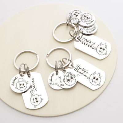 Anavia Personalized Father's Day Gift for Dad - Engraved Stack Keychain Stainless Steel - Father's Day Gift - Gift for Him - Custom Keychain - World's