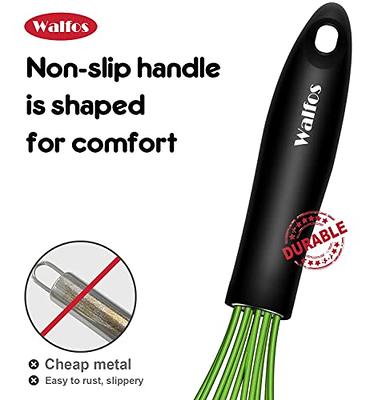 Silicone Whisk Set of 3, Very Sturdy, Silicone Whisks for Cooking Non  Scratch Pots, Rubber Whisk, Black 