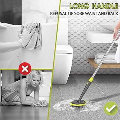 Qaestfy Shower Scrubber & Cleaning Brush Combo Tub and Tile Scrubber Cleaner Scrub Brushes with 51'' Long Handle Tool for Bathroom Bathtub Wall Mop