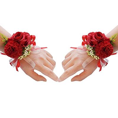 Wrist Flower | Rose Wrist Corsages | Wristband Hand Flowers Wrist Corsage  Bracelets, Corsage Wristlet Band For Wedding Bridesmaid Bridal Shower Prom P