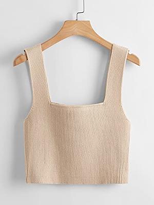 Cropped Square Neck Ribbed Knit Tank