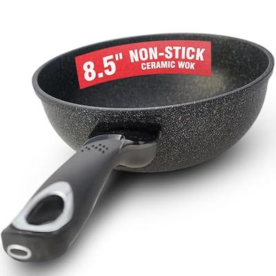 Frying Pan with Lid Non-Stick Granite Small Frying Pan Wok Multifunctional Easy to Clean for Kitchen 1