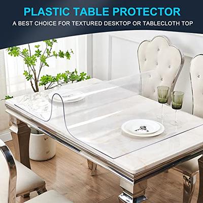 Clear Tabletop Topper Table Protector Wipeable Heat Resistant Wooden Marble  Glass Coffee Furniture Clear Plastic Tablecloth Cover Cloths Mat PVC Vinyl