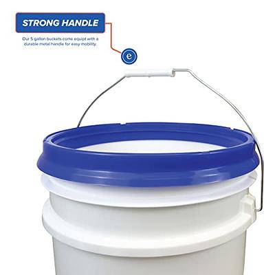 6 Pack 5 Gallon Buckets With Lid White BPA Plastic Food Grade Bucket Lids