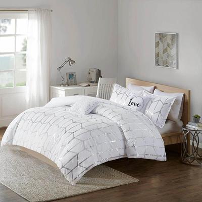 City Scene Zander Comforter Set - White - King