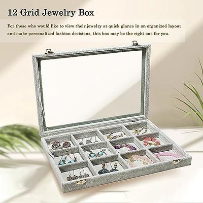 Unique Bargains Velvet Jewelry Tray Empty Stackable Tray Box for Rings Earrings Necklace Bracelet Pendants Black 1 Pcs