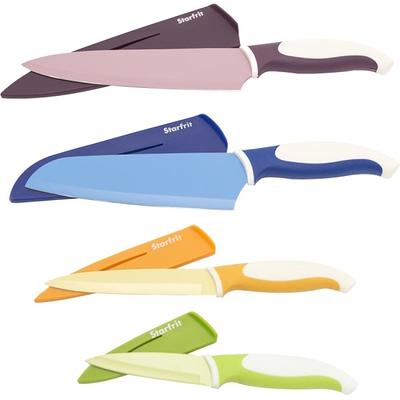 Starfrit Paring Knives Set with Covers 4 4Set Paring Knife 4 x Paring Knife  Cutting Paring Dishwasher Safe Green Red Yellow Blue - Office Depot