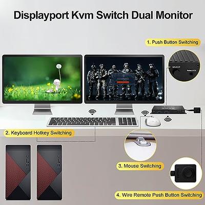 Dual Monitor KVM Switch HDMI 2 Port 4K@60Hz,MLEEDA USB HDMI Extended  Display Switcher for 2 Computers Share 2 Monitors and 4 USB 2.0 Hub,Desktop  Controller and USB HDMI Cables Included - Yahoo Shopping