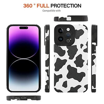 Wlxee [3 in 1 Cow Print Case for iPhone 14 Pro Max Case Cow Pattern Black