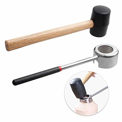 17 Ounce Rubber Mallet, Lightweight Double Face Hammer with Wood Handle 2  Pcs