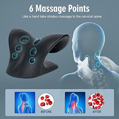 Liipoo Heated Neck Stretcher with Magnetic Therapy Pillowcase, Neck and  Shoulder Relaxer Chiropractic Pillows, Cervical Traction Device for Relieve  TMJ Headache Muscle Tension Spine Alignment Black