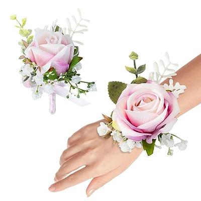 Rose Wrist Corsage Purple Bridesmaid Wrist Corsage Bracelet 2 Pack Prom  Corsage Wristlet Bridal Wrist Corsages for Wedding Bridesmaid Bridal Shower  Prom Suit Party Decor 