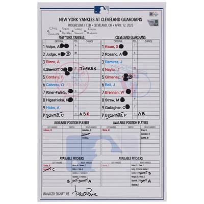 New York Yankees Game-Used Lineup Card vs. Cleveland Guardians on May 2,  2023 - Yahoo Shopping