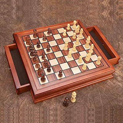  AMEROUS 12.8'' Magnetic Wooden Chess Set / 2 Built-in Storage  Drawers / 2 Extra Queen/Gift Package/Chess Rules/Classics Strategy Board Games  Chess Sets for Kids and Adults : Toys & Games