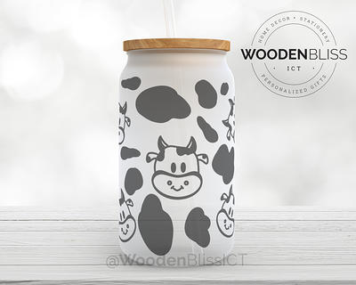 Funny Cow “Sarcasm” Frosted Glass Tumbler w/Bamboo Lid & Straw