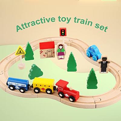 Wooden Toy Train Track Set 37 Piece Puzzles Kids Educational