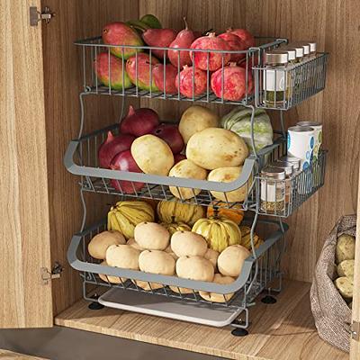 3 Pack XXL Stackable Wire Baskets Pantry Storage and Organization Large  Metal