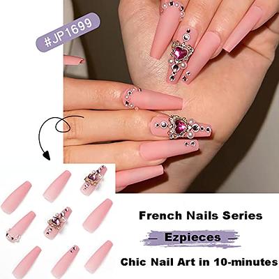 Elegant Press On Nails with Rhinestones - Pink and Burgundy Long Press On  Nails Reusable - 10.99 - False Nails - LA Minerals