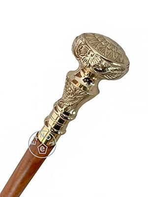 Vintage Walking Cane Wooden Walking Stick Silver Brass Handle knob Black  Wood Stick - Victorian Cane - Fancy Cane for Men and Women- Dark Shadow Cane