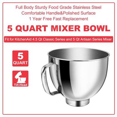 5 Quart Stainless Steel Mixer Bowl for KitchenAid Classic