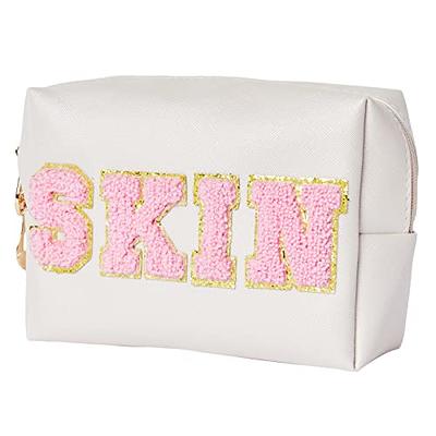 Burskit Face Bag Preppy Travel Makeup Bag Organizer Patch Large Varsity  Stoney Clover Chenille Letter Cosmetic Toiletry Nylon Cute Preppy Bags PU