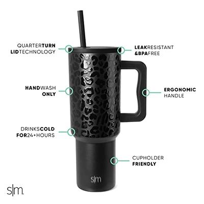 Simple Modern 50 oz Mug Tumbler with Handle and Straw Lid | Insulated Stainless Steel Travel Jug Water Bottle |Trek | 50oz | Cream Leopard