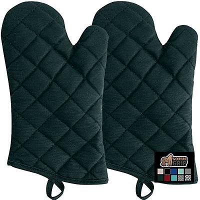 HOMWE Extra Long Professional Silicone Oven Mitt, Oven Mitts with Quilted  Liner, Heat Resistant Pot Holders, Flexible Oven Gloves, 1 Pair (Green,  13.7