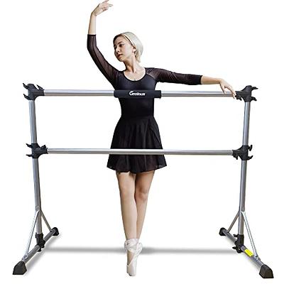 Portable Ballet Barre, 4FT Adjustable Double Freestanding Ballet Bar  w/Anti-Skid Pad, Stable Base, Heavy-Duty Dancing Stretching Bar for Home
