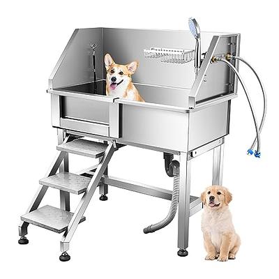 DIOSMIO Dog Grooming Tub 50'' Dog Bathtub XLarge Pet Bathing Tub Stainless  Steel Dog Wash Station for Large Dogs Home Commercial with Floor Grate,  Faucet, Sliding Door