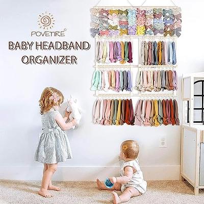POVETIRE Headband Holder Hair Bows Organizer for Girls,Baby Headbands Hair  Accessories Organizer Storage Wall Hanging Decor for Nursery Girls Room