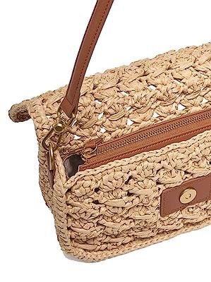 OWGSEE Straw Beach Bag, Small Straw Purse for Women Summer Woven