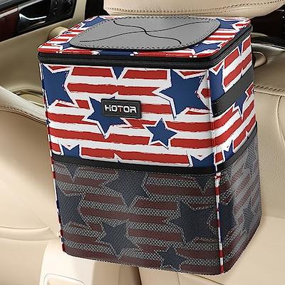 HOTOR Car Trash Can with Lid and Storage Pockets - 100% Leak-Proof