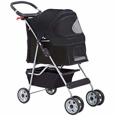 LUCKYERMORE Dog Stroller Large Cat Pet Carriers Bag Travel 4 Wheels Folding  Cage