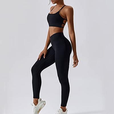 Two Pieces Fitness Yoga Set Women Super Stretch Lycra Fabric Gym Suit Sexy  Back Bra High Waist Leggings Female Sportswear