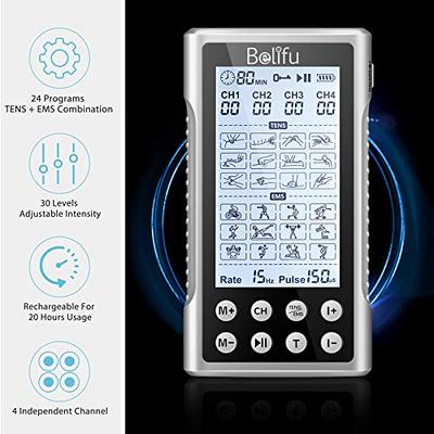 Etekcity TENS Unit Muscle Stimulator Machine with Replacement Pads for Pain  Relief Multi-Modes, FSA HSA Approved Products, FDA Cleared 4 Channels  Rechargeable Electric Pulse Massager