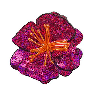 2 Pcs 3D Embroidered Sewing on Patch Flower Patch Stickers for Clothes Badge Sewing Fabric Applique Supplies (Purple)