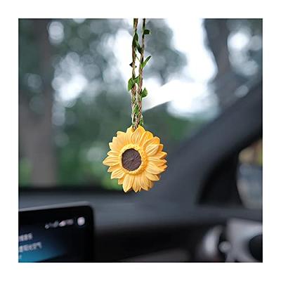 Flower Car Charm Rear View Mirror Charm Sunflower Car Charm