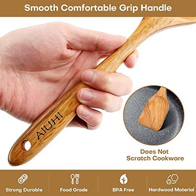 1pc Long Wooden Spoon Korean Style 100% Natural Wood for Soup Cooking 10.9  inchs