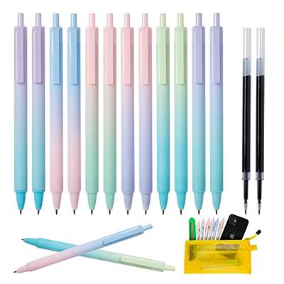 Retractable Gel Pens 12 Pack Black Ink Pastel Pens 0.5mm Fine