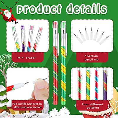 Qilery 24 Pcs Christmas Pencils Multi Point Stackable Push Pencils