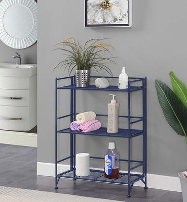 32.5 Xtra Storage 3 Tier Wide Folding Metal Shelf Black