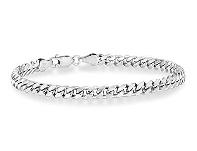 Real Italy 925 Sterling Silver Flat Cuban Link Chain Bracelet Mens