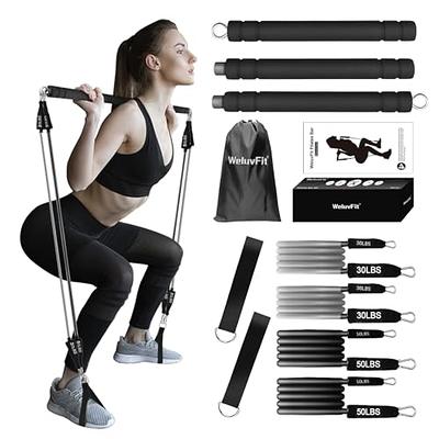 Pilates Bar Kit with Resistance Bands, Home Gym Equipment for