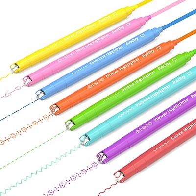  Juszok 6 Colored Curve Highlighter Pen Set, 7 Different Shapes  Dual Tip Curve Markers Fine Lines Pens for Kids Note Taking Journaling  Scrapbook Planner Office School Supplies : Office Products