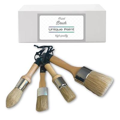 Chalk Wax Paint Brush – 2 PCs 1 Flat Paint Brushes for Furniture Painting 1  Round Chalk Wax – Bristle Paint Brushes Set Suitable with Any Chalk Paint