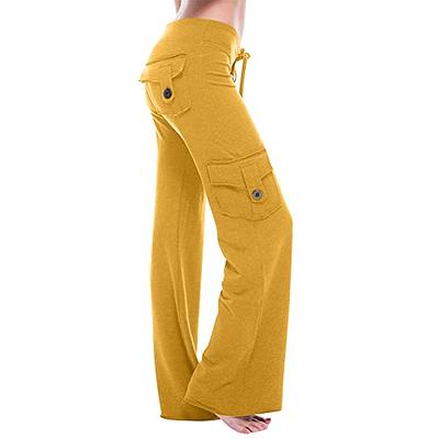 ZDRZK Tall Pants for Women Long High Waists Cargo Pants for Women Plus Size Workout  Leggings Stretchy Boot Cut Wide Leg Yoga Gym Loose Pants Yellow XL - Yahoo  Shopping