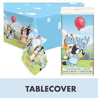 Unique Bluey Birthday Party Supplies and Decorations With Bluey Tablecover,  Bluey Plates, Bluey Cups, Bluey Napkins, Button