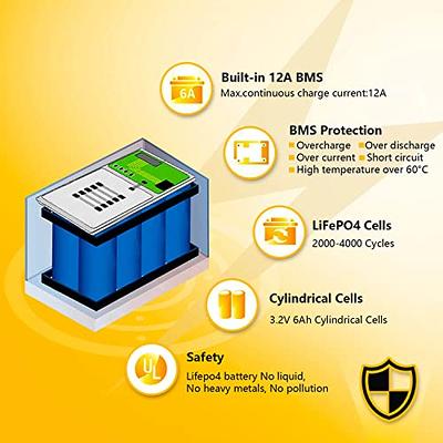  SEFEPODER 12V 8Ah LiFePO4 Lithium Deep Cycle Battery, 2000+  Cycles Rechargeable Battery for Solar/Wind Power, Lighting, Power Wheels,  Fish Finder and More with Built-in 8A BMS : Automotive