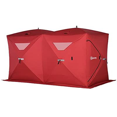 Outsunny 5-8 People Ice Fishing Shelter, Pop-Up Portable Ice Fishing Tent  with Carry Bag, Two Doors, Windows and Vents, Ice Shanty for Winter Fishing,  Red - Yahoo Shopping